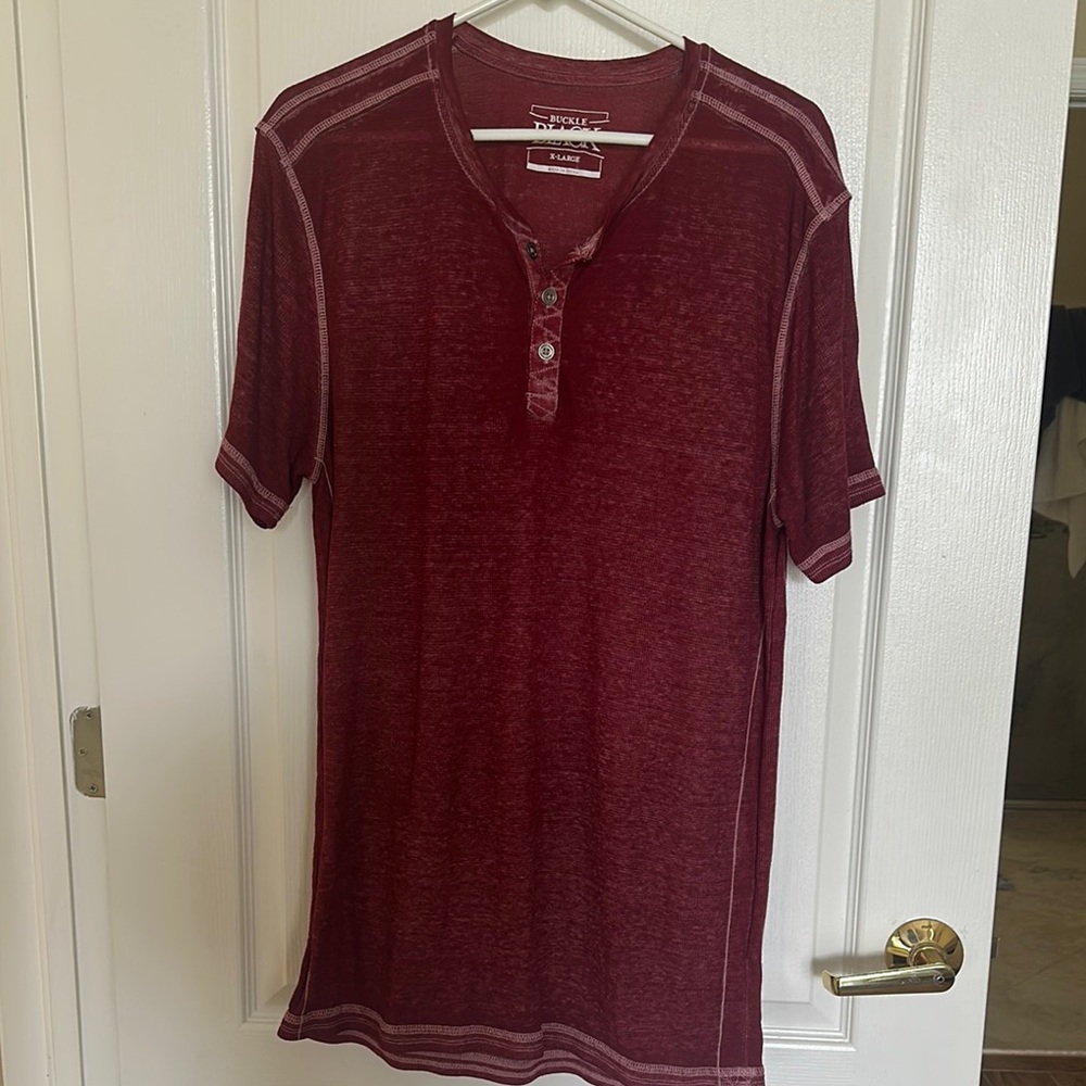 Express Men's Burgundy Henley Shirt Size XL casual everyday attire